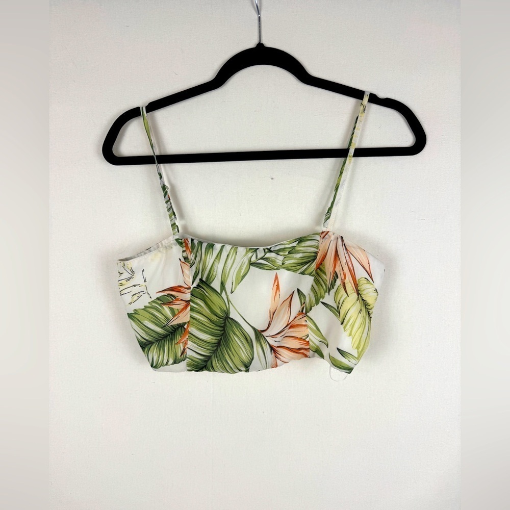 Tropical Leaf Print Women's Crop Top